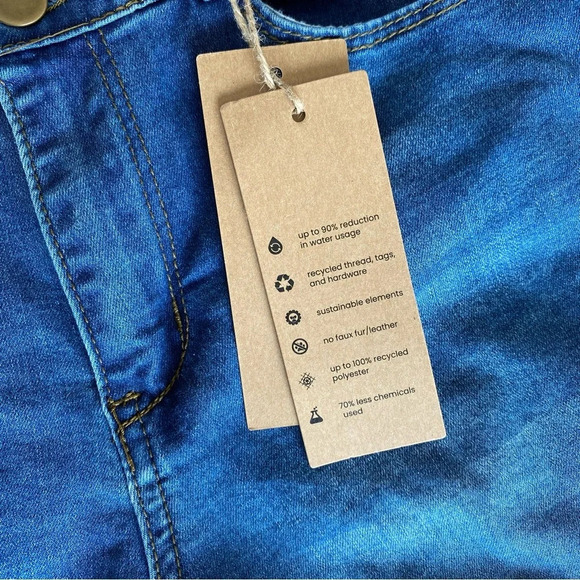 BLUE TURTLE Stacked Waist Slimming High Waist Skinny Jeans Medium Blue size 3 - Picture 5 of 12